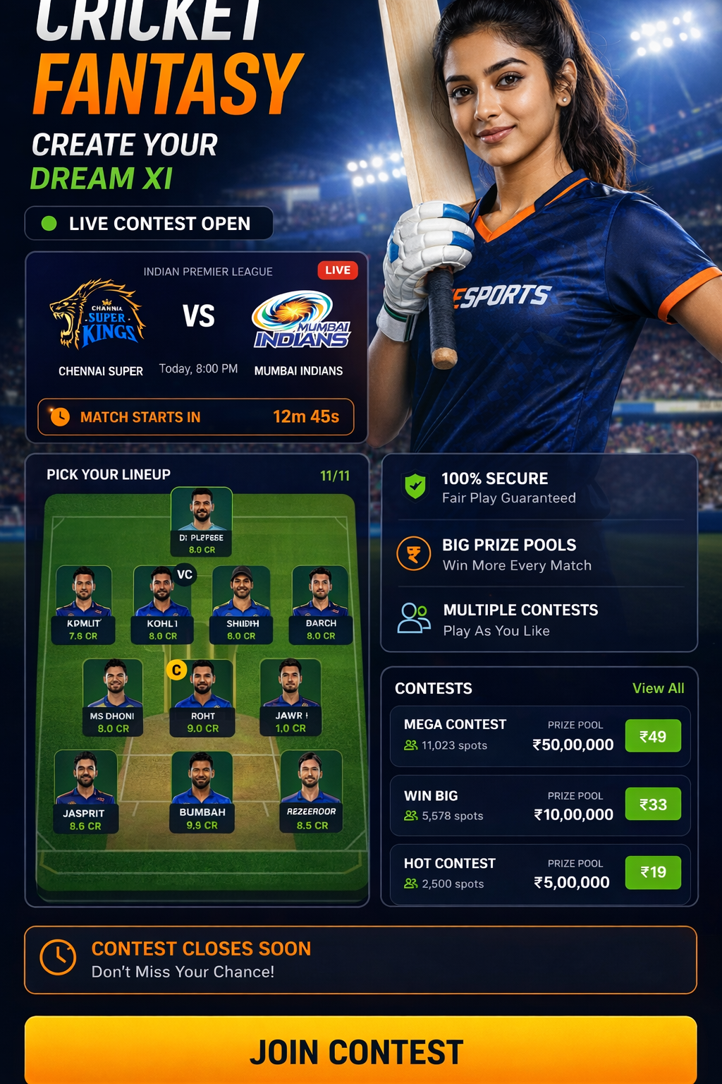 Come 247 DL cricket matchday visual