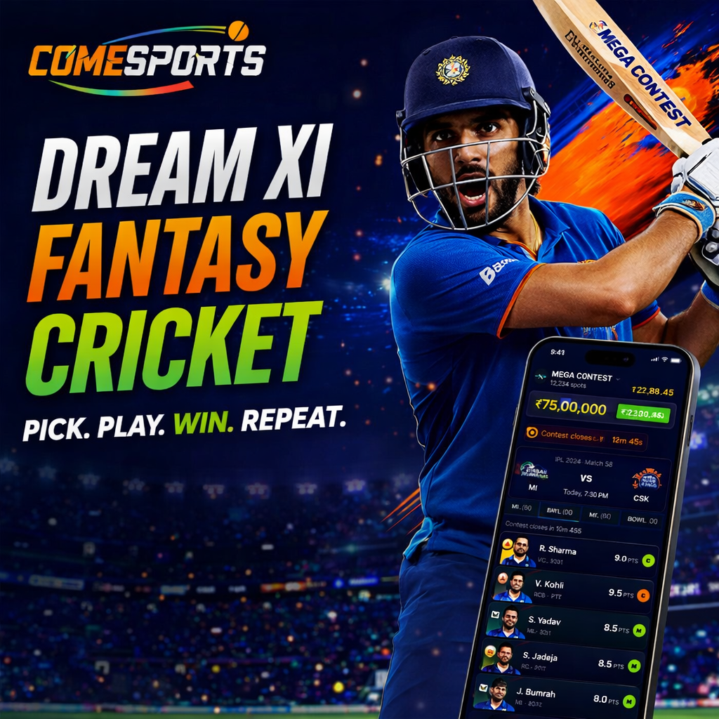 Come 247 DL Dream XI fantasy cricket ad visual